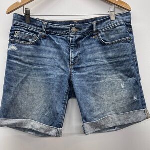 LOFT Rolled Cuff Denim Shorts in Medium Blue Wash